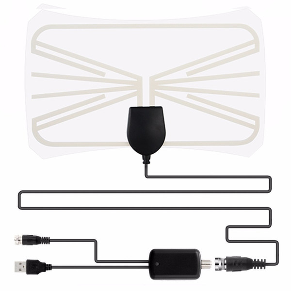 TV Fox Antenna With Amplifier ISDB ATSC DVB-T2 HDTV Digital Signal Receiver 80 Miles Indoor TV Aerial For Freeview