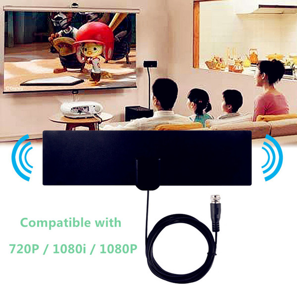 100 mile signal satellite signal receiver indoor DVB-T2 thin flat panel HDTV 1080P digital antenna mini flat panel TV receiver