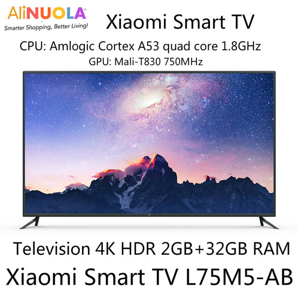 Xiaomi Smart TV 4 75 Inch Ultra-thin Wireless AI Intelligence Voice Television 4K HDR Ultra HD Quality/2GB + 32GB Dolby + DTS English Menu