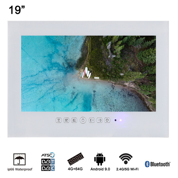 Soulaca 19inch White Color Android 9.0 Waterproof TV For Hotel LED ON/IN Wall Mounted Advertising