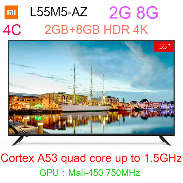 Original Xiaomi L55M5-AZ 55 inch A53 Quad-Core 1.5GHz 750MHz 2GB 8GB HDR 4K piano paint Dolby sound English Multi-channel surround sound