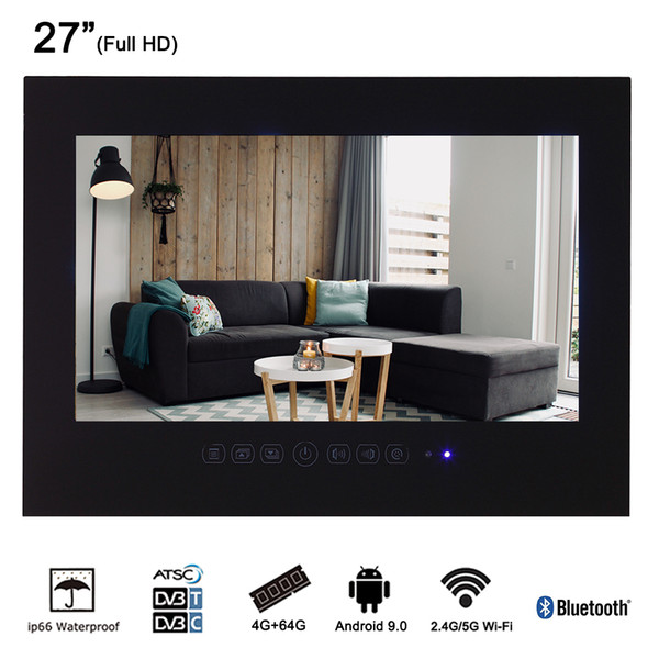 27' inch Black Smart Android Waterproof Bathroom TV Frameless LCD Monitor Advertising Full HD LED Wi-Fi TV