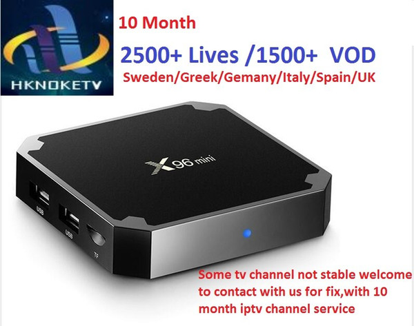 X96 mini Android IPTV BOX 2G 16G Quad Core TV box with HKNOKETV 2500+Arabic Albania DE Italy UK Spain Turkey Portugal IPTV