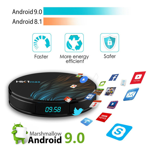 Android box, network player RK3328 Android 9.0 4G+64GB set-top box with digital display, support dual-band WIFI