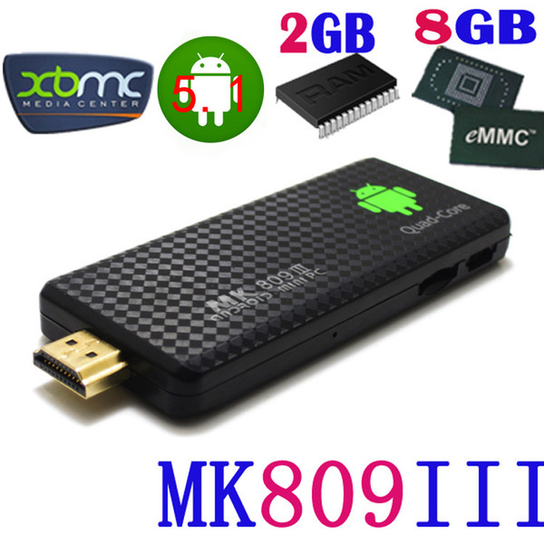 Mk809III TV box, quad-core mini computer HD playback, 2 + 8G Android 5.1, watch news, go online. RK3229 processor.