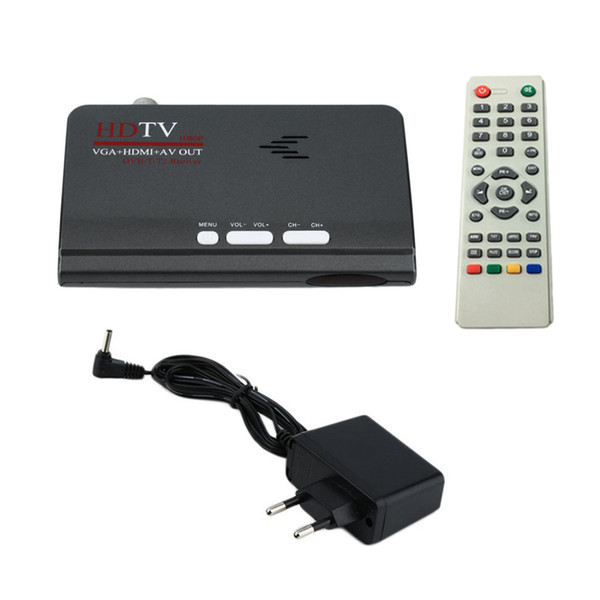 Freeshipping Digitale Terrestrial HDMI 1080 P DVB-T/T2 TV receiver VGA AV CVBS Tuner Ontvanger Met Afstandsbediening HDMI HD 1080 P VGA