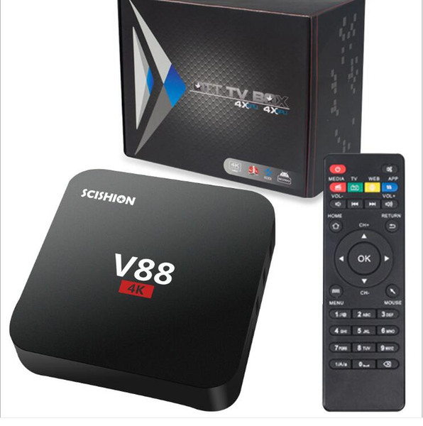 V88 4K Android 7.1 TV Box Rockchip RK3229 1G/8G 4 USB 4K x 2K H.265 10-bit 60fps WiFi Quad Core 1.5GHZ Media Player