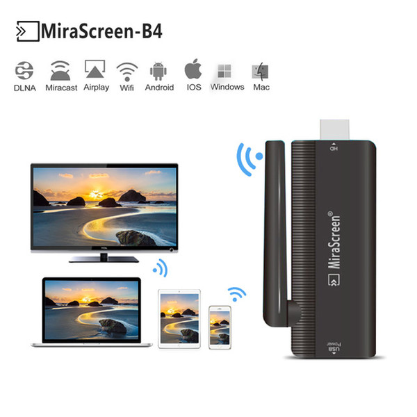 HDMI Media 1080P TV Stick Mirascreen B4 adapter Audio Video DLNA Airplay Miracast Display Dongle Wifi for TV with Extra Antenna BA