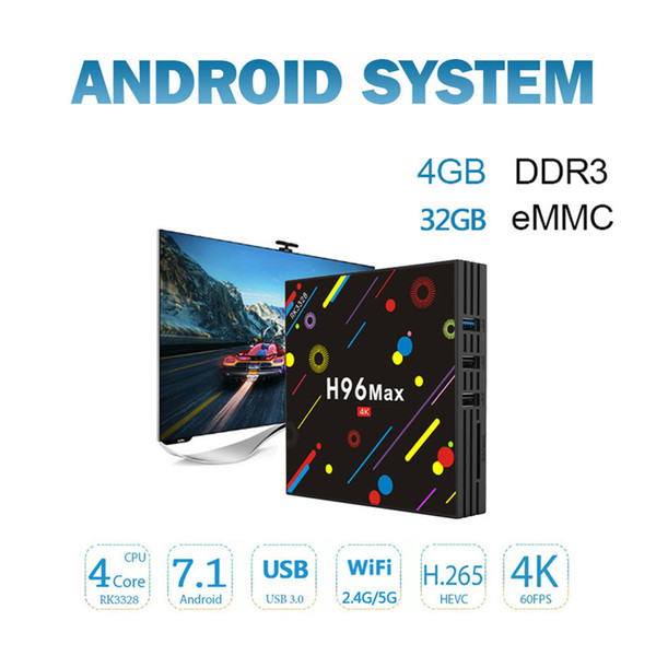 Newest H96 Max H2 Android TV Box 4G 32G Android 7.1 WIFI 2.4G 5G USB 3.0 Mali-450 GPU 4K box WiFi Bluetooth 4.0 Android Box Media player