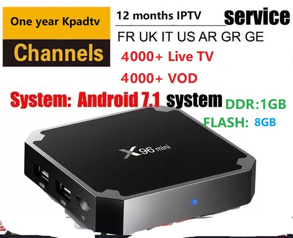 x96mini with ARABIC Turkish Egypt Yeman Irak Algeria USA UK Canada 1600+ Channels VOD 2000 with Android tv box S905W 1+8GB h.265 4k*2k Video