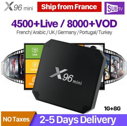 French IPTV Box X96 mini Android 7.1 S905W SUBTV Code IPTV Europe France Turkey Arabic IP TV Box X96mini Set Top Box