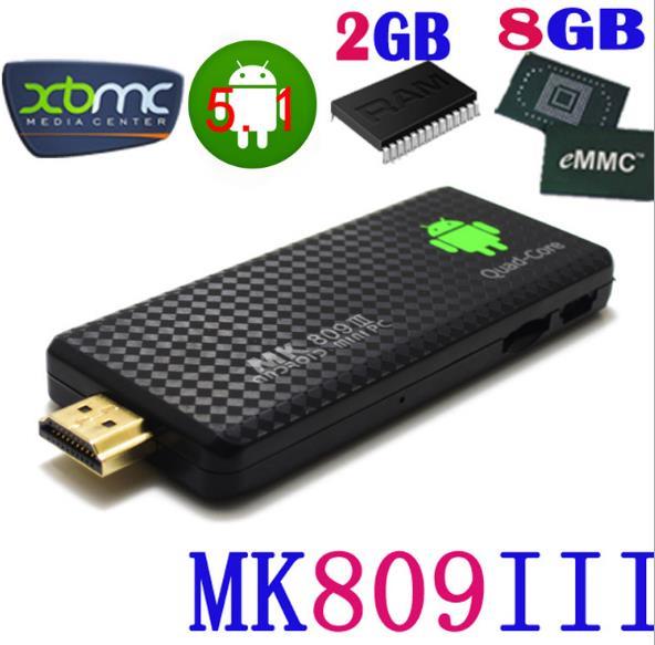 MK809III Android TV Box Quad Core RK3188T 1.8Ghz 2G/8G Mini PCs TV Sticks Media Player Miracast Bluetooth XMC MK809 III 10PCS