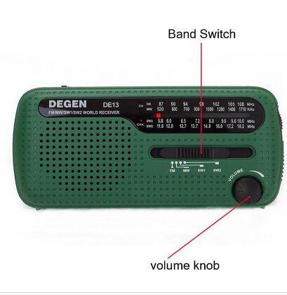 1pcs Hotsale Degen Brand FM Radio DE13 FM MW SW Crank Dynamo Solar Emergency Radio World Receiver Quality VS Tecsun PL-310 Panda 6200