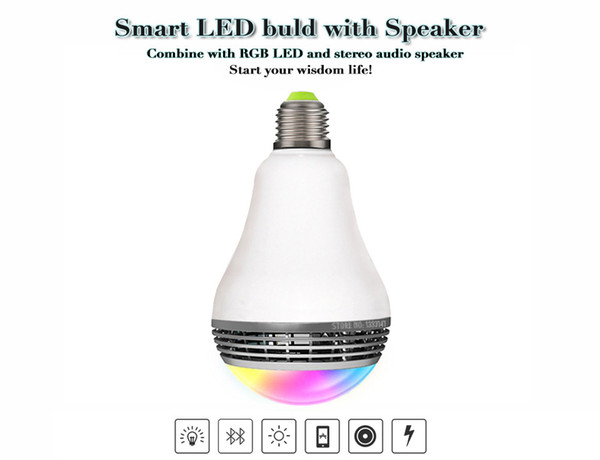 Newest Smart LED bulbs light wireless Bluetooth Speaker Dimmable Color E27 Lamp Audio Speaker for iPhone samsung Android phone