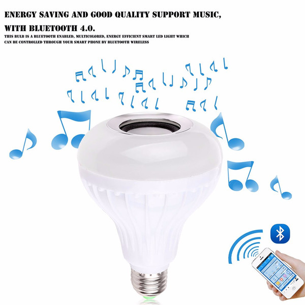 12 w E27 Smart bulbs Light Dimmable RGB Wireless Bluetooth Speaker bulbs Music Playing LED Light Lamp with 24 Keys Remote Con