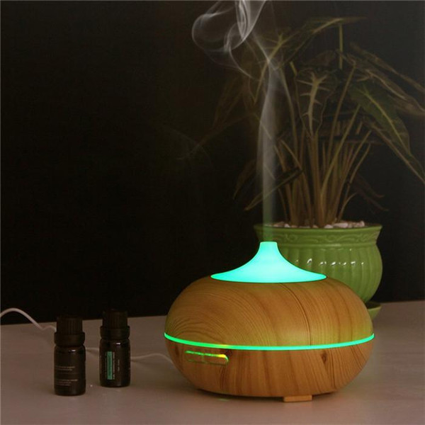 300ml Wood Grain LED Lights Essential Oil Ultrasonic Air Humidifier Electric Aroma Diffuser for Office Home Bedroom Living Room Yoga Spa