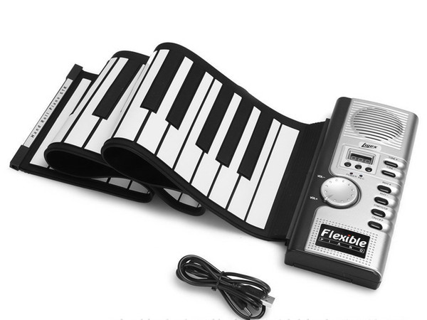 Portable 61 Keys Universal Flexible Roll Up Electronic Piano Soft Keyboard Piano MIDI Build in Speaker Electronic Piano