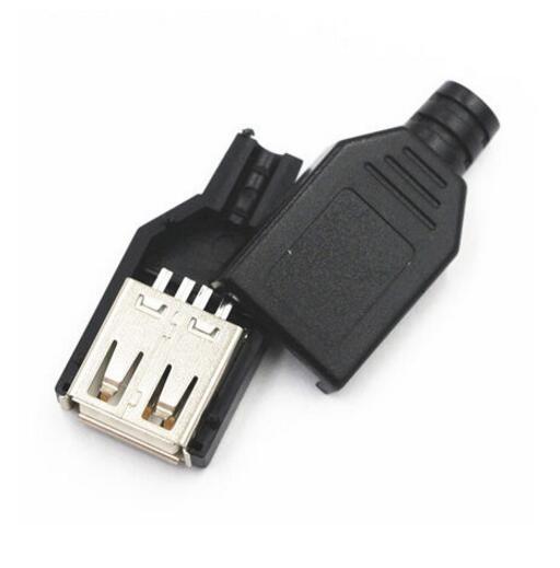 Free shipping 20PCS/LOT Type A Female USB 4 Pin Plug Socket Connector With Black Plastic Cover