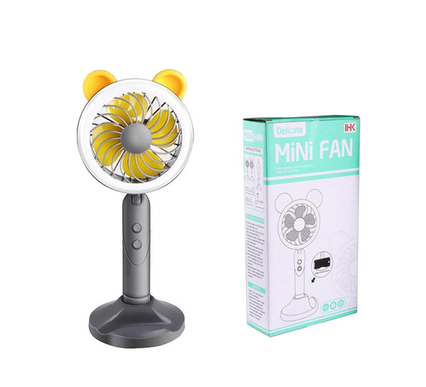 Portable Summer Mini Fan Night Light USB Charging Led Eye Lamp LED Lamp Fan USB Charging Battery Handheld Desktop Bracket Fan