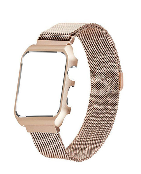 Compatible for Apple Watch Band Milanese Loop, Stainless Steel Magnetic Band with Metal Case for iWatch Series 1/2 Shockproof Protective