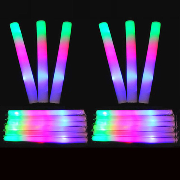 Light Up Multi Color LED Foam Stick Wands Rally Rave Cheer Batons Party Flashing Glow Stick Light Sticks Lighting Other Electronics