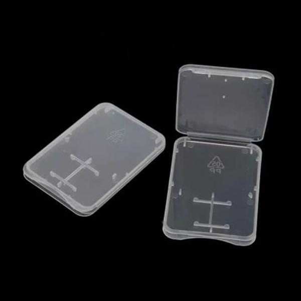 1000pcs 2 in 1 Standard SD SDHC Memory Card Case Holder Micro SD TF Card Storage Transparent Plastic Box