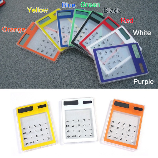 Creative Gifts Mini Calculator Ultra Slim Solar Power Touch Screen LCD 8 Digit Credit Card Electronic Transparent Calculator