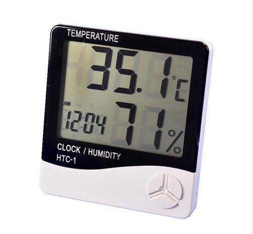 Indoor Room LCD Electronic Temperature Humidity Meter Digital Thermometer Hygrometer Weather Station Alarm Clock HTC-1