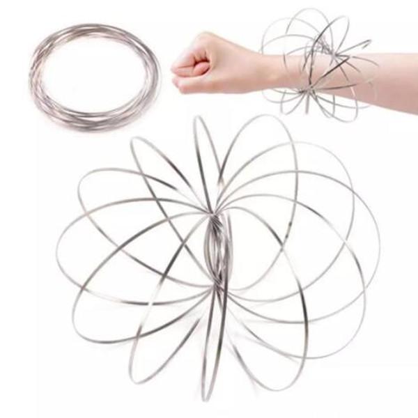 Flow Rings Stainless Steel Toys Kinetic Spring Magic Flow Rings Silver Magic rings for Boys and Girls