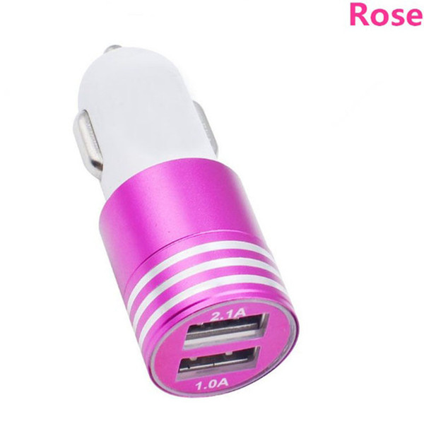 Metal stripe aluminum alloy car charger universal phone dual USB multi-function car charger