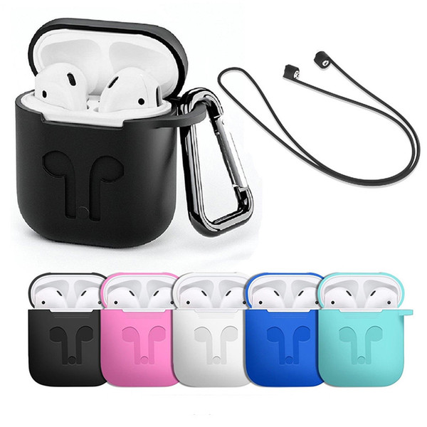 Full Protective Sleeve For Apple Airpods Silicone Case For AirPods Charging Case Cover Free Lanyard For Airpods Earphone