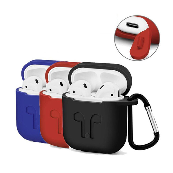 Silicone Case for Apple Airpods Headset Soft Cover Protector with Dust Plug Anti-Lost Strap Sleeve Shockproof Pouch for Air Pods Earphones