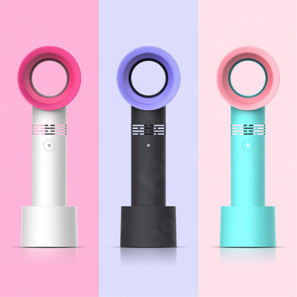 USB Bladeless Fan Rechargeable Portable Handheld Mini Cooler No Leaf Handy Fan With 3 Fan Speed Level LED Indicator