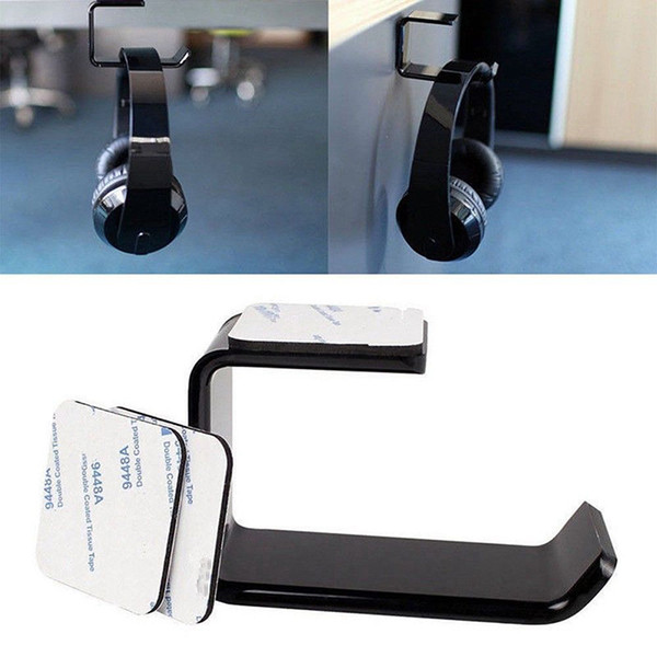 Durable Headphone Headset Holder Acrylic Under-Desk Stick-on Headphone Hanger Wall Desk Display Stand Bracket Headphone Accessories