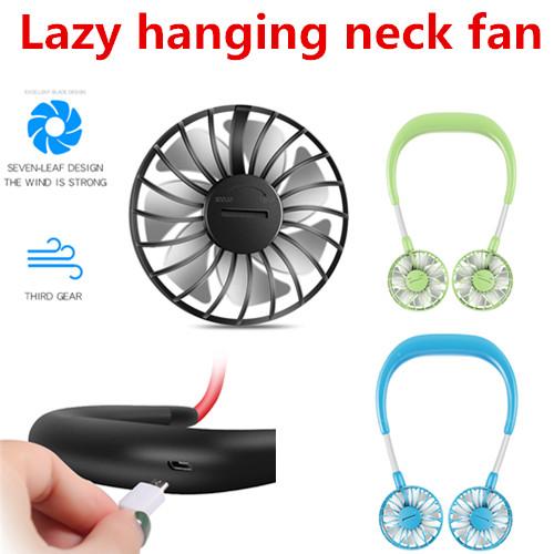 Lazy hanging neck fan mini fan third gear durable life seven-leaf design wind strong Silent design USB charging outlet 360° lightweight