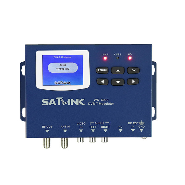 Original SATLINK WS-6990 1Route DVB-T Modulator HDMI/AV 1 channel modulator COFDM modulation 2.4inch LCD screen ws6990 free shipping