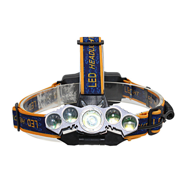 High Quality USB Rechargeable 5 LED Zoomable Headlight XM-L2*1/XPE- T6*4 LED Headlamp With18650 Battery 6000LM LED Bicycle Head Light