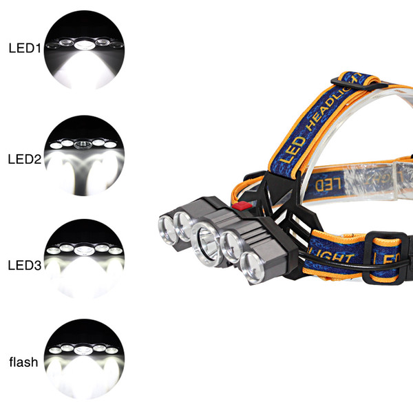 6000LM Rechargeable LED HeadLamp LED Bicycle Head Light Lamp Outdoor Camping Flashlight With USB Charging Cable