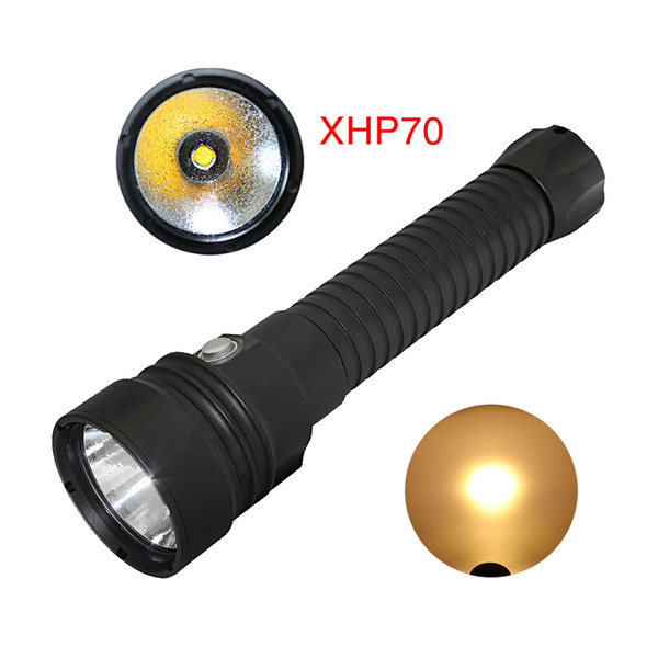 Super Bright Diving Flashlight 5000LM LED XHP70 LED Flashlight Underwater 100M Scuba Hunting Lamp with 26650 Battery + Charger