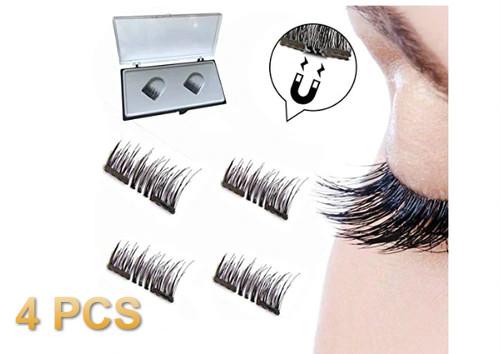 4Pcs 3D Magnetic False Fake Eyelashes Eye Makeup Accessories Magnet Long Thick Eye Lashes Natural Mink Soft