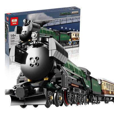 21005 creative series jadeite night steam locomotive reetched 10194 assembled building blocks