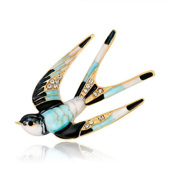 Wuli&Baby Classic Alloy Enamel Swallow Brooch Pins Metal Scarf Pins Christmas Gift Banquet Weddings Accessories