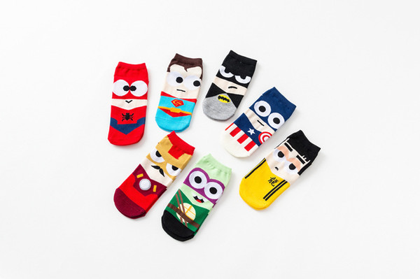 Men Marvel Heros Boat Socks Superman Batman Captain Funny Cotton Happy Socks