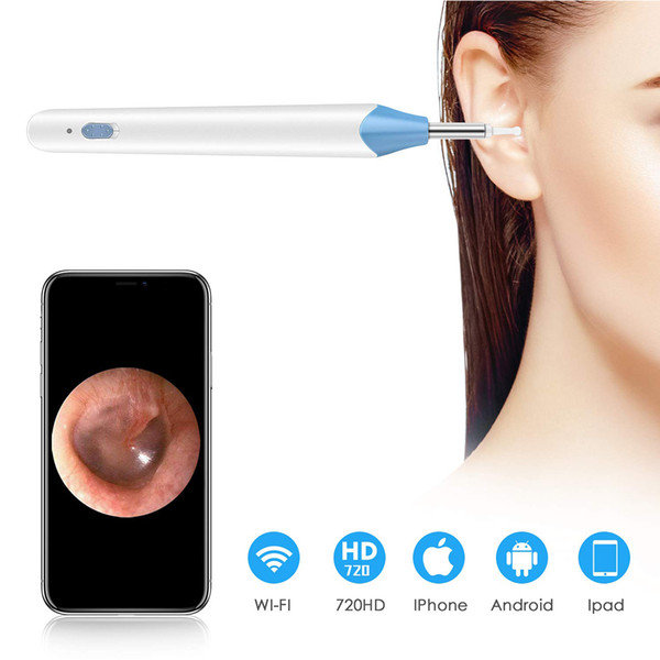 Wireless Ear Otoscope, iBamax WiFi Digital Ear Scope Inspection Ear Camera Endoscope Earwax Cleaning Wax Remover Tool with 6 LED Lights