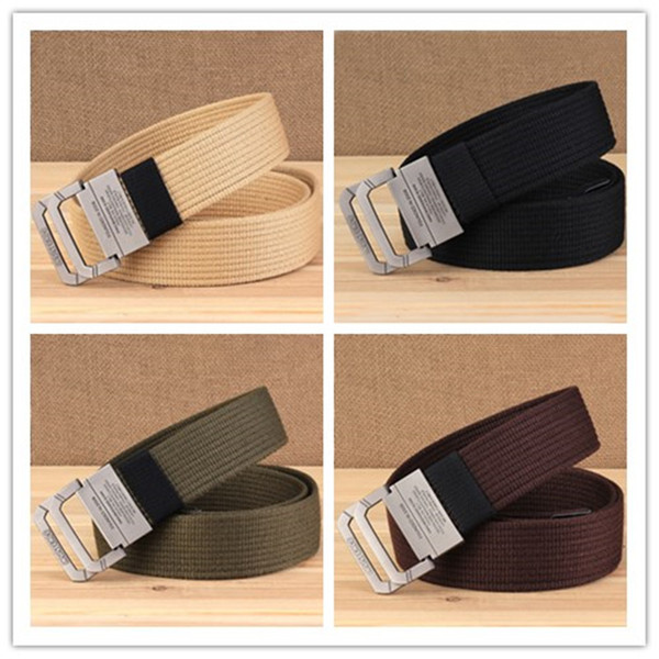 2018 Fashion Hot Canvas Outdoor Belt leisure sports woven Metal Buckle Military Strap Men's Luxury Mens