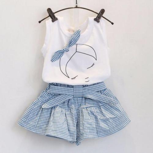 2PCS Baby Kids Girls Summer Outfits Toddler Top Shirt Pants Shorts Clothes Set