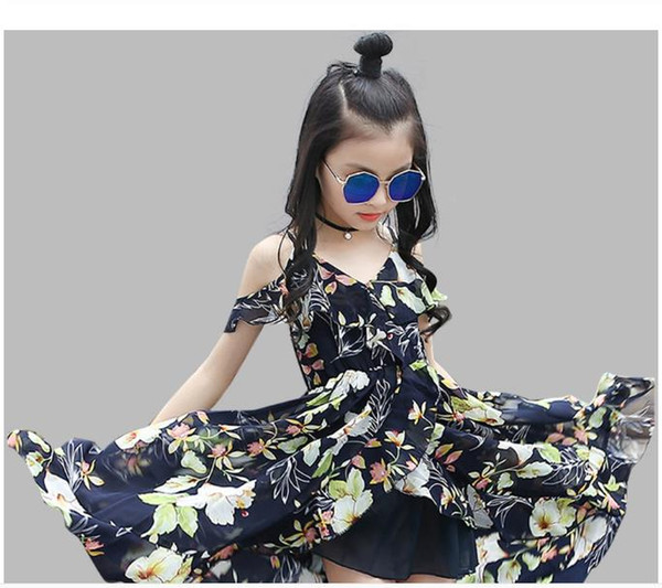 Girls Dress Bohemia Style Dresses Girls Sleeveless Floral Dress For Adolescents 8 10 12 Big Kids Girls Clothes