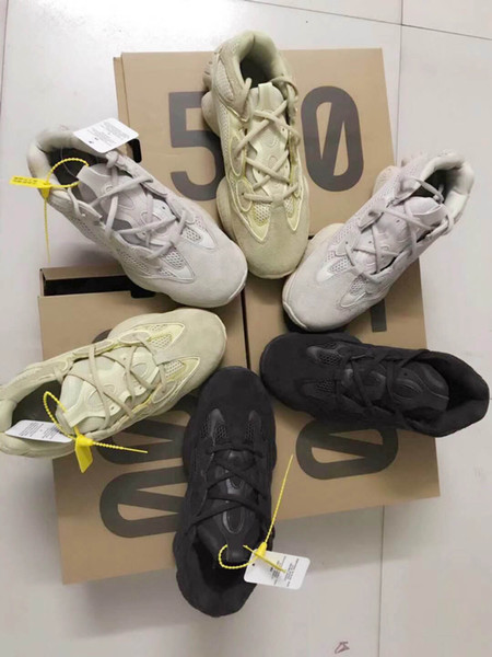 New Salt 500 Kanye West Running Shoes With Original Box 2019 Designer Men Shoes Super Moon Yellow Blush Desert Rat 500 Sport Sneakers