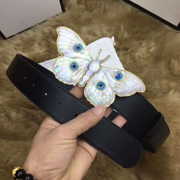 Top Quality luxury belt 100% Genuine Leather butterfly Design Buckle Belts For Women luxury Designer Belts Men waistbands Size 100-125cm