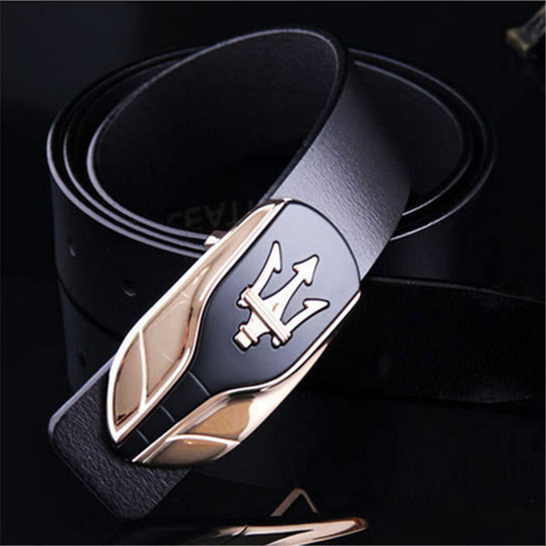 Fashion High Quality Leather Smooth Buckle Belts Men luxury Designer Belts High Brand waistbands Size 105-120cm black and cofee color